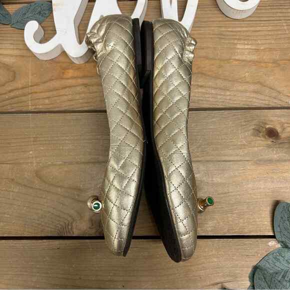 Lilly Pulitzer Quilted Just Another Ballet Ballerina Gold Knot Shoes Flats Sz 7 - Picture 5 of 10